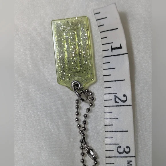 Coach Glitter Hang Tag Bag Charm Green Rare 1.5" VGUC - Picture 1 of 2